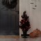 Halloween Lighted Black Rose with Orange Glitter Urn Porch Trees and Wreath/Teardrop Set